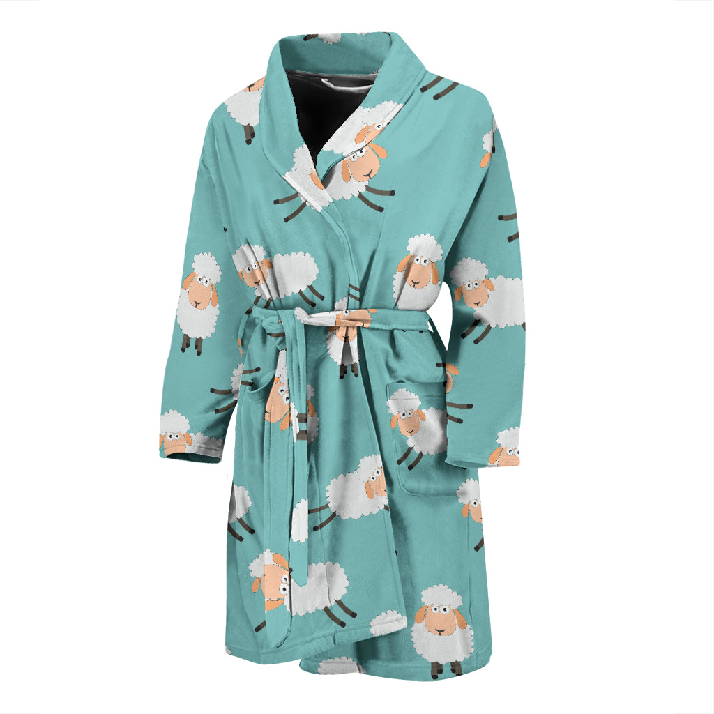 Sheep Print Design LKS406 Men Bathrobe
