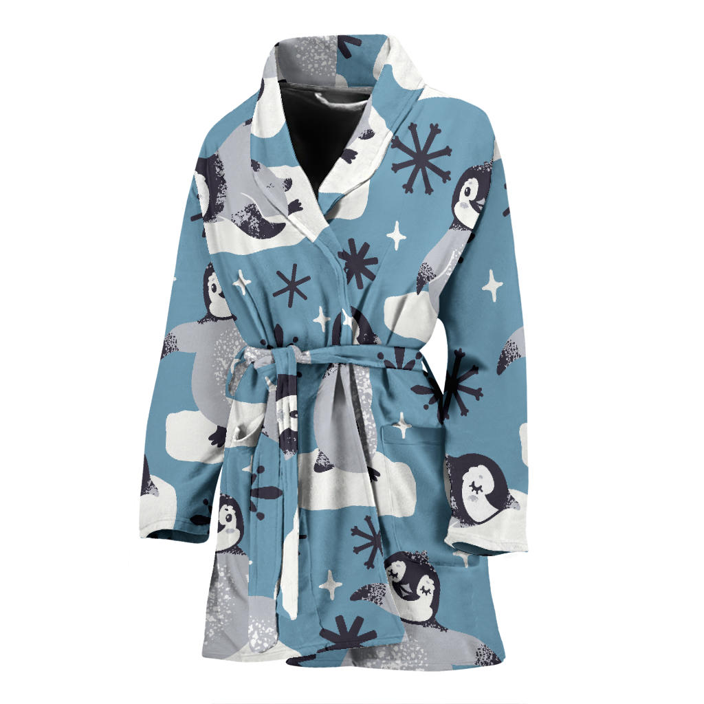 Penguin Pattern Print Design A05 Women Bathrobe