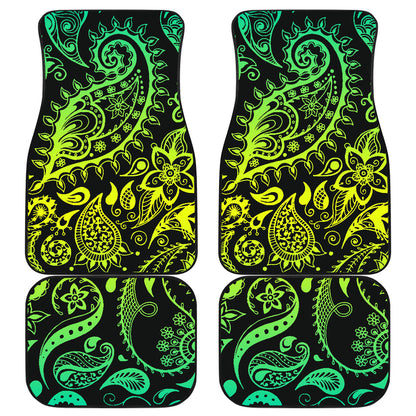 Paisley Green Design Print Car Floor Mats Front Back