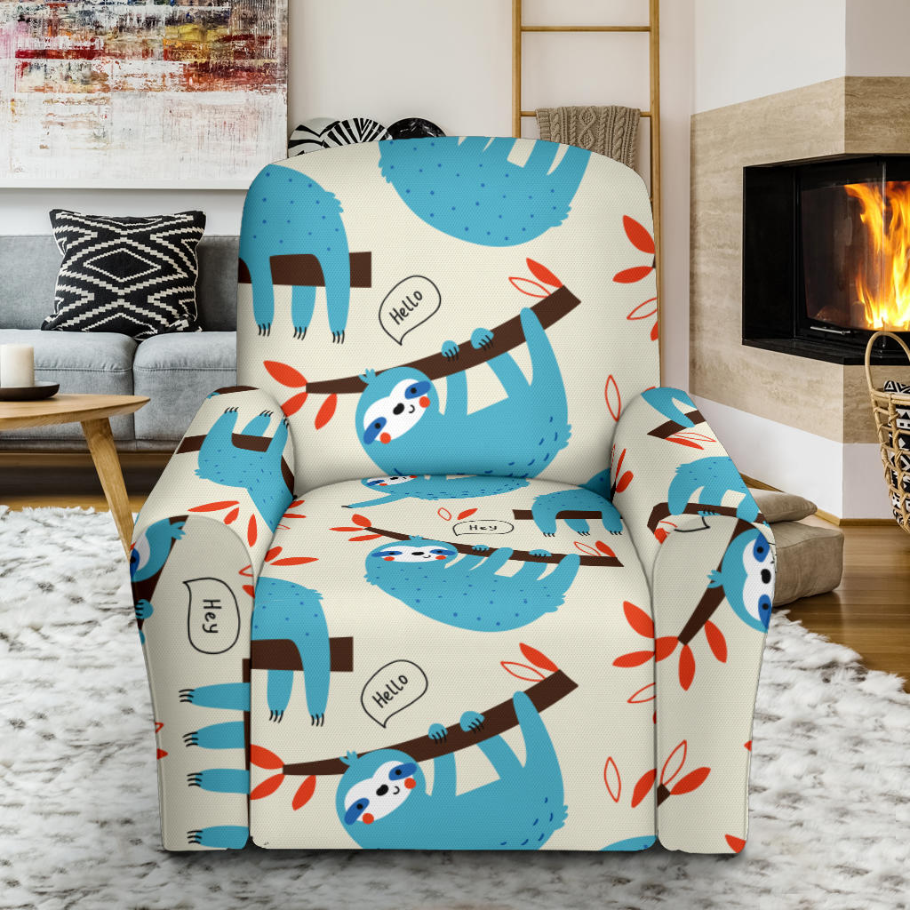 Sloth Print Design LKS3011 Recliner Slipcover with Pocket