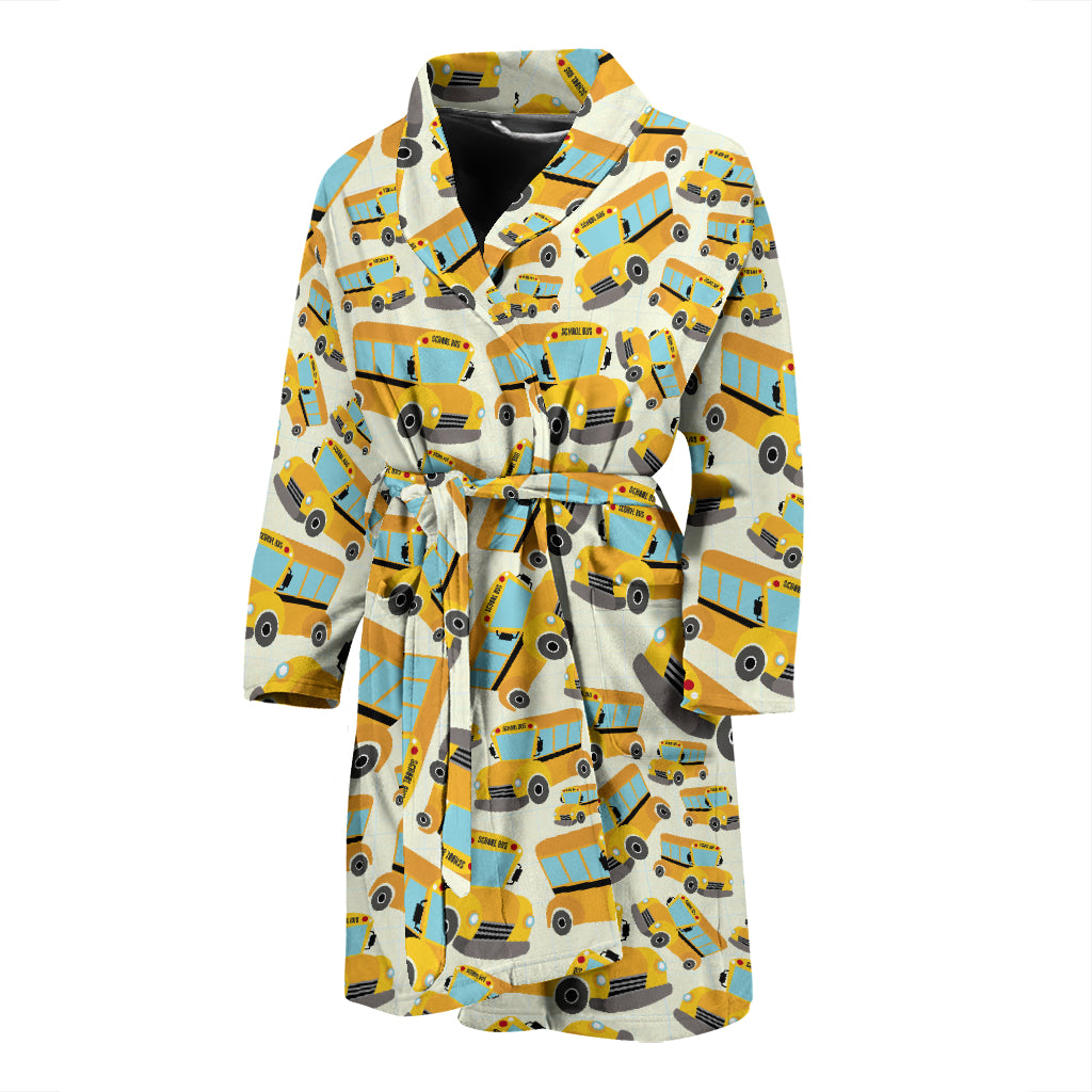School Bus Print Design LKS301 Men Bathrobe