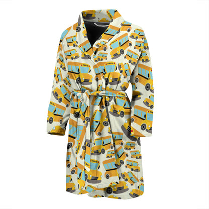 School Bus Print Design LKS301 Men Bathrobe