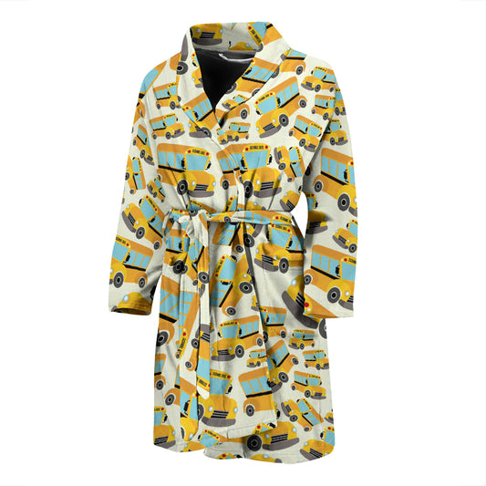 School Bus Print Design LKS301 Men Bathrobe