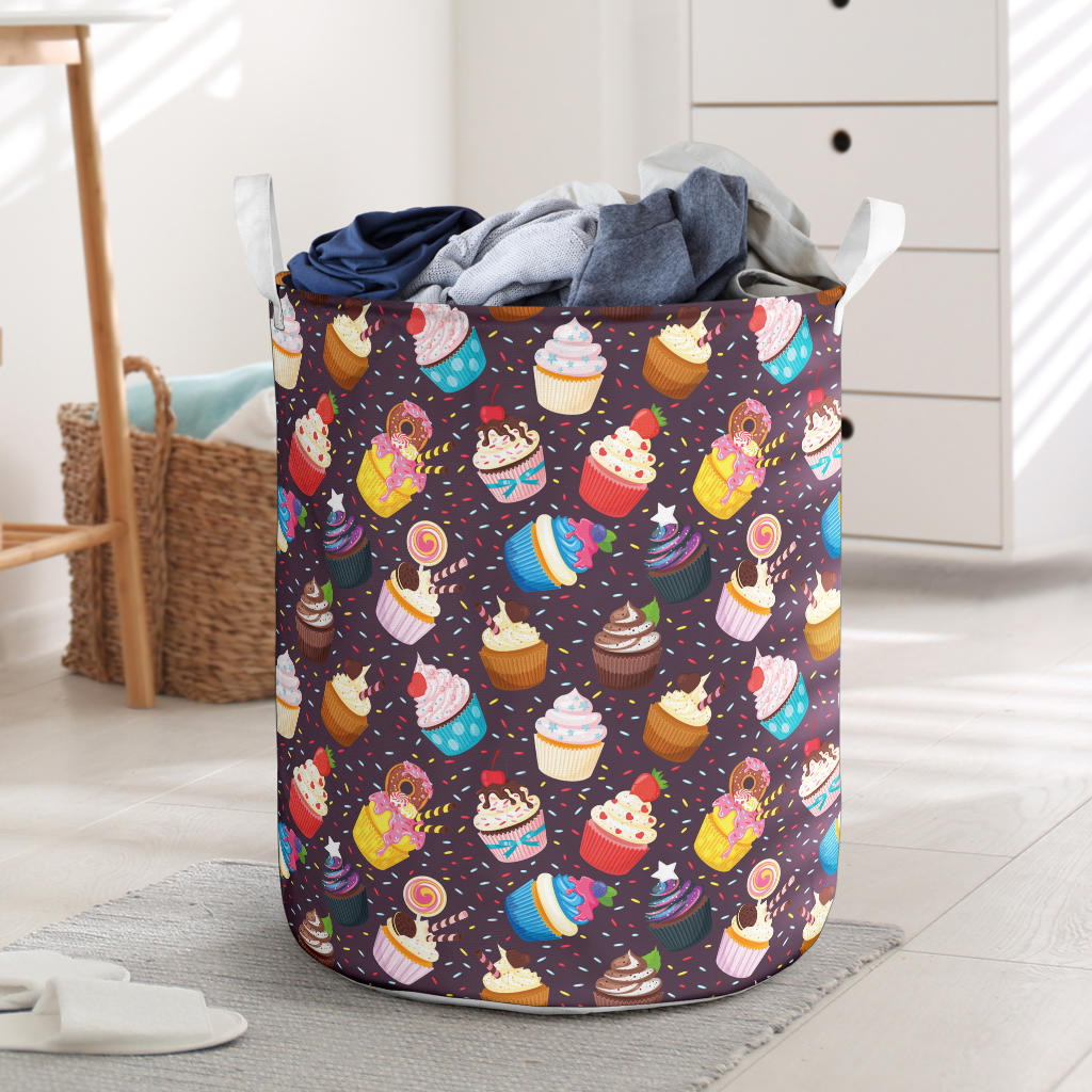 Cupcakes Party Print Pattern Laundry Basket
