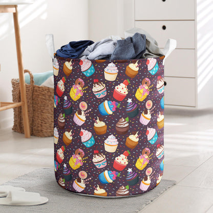 Cupcakes Party Print Pattern Laundry Basket