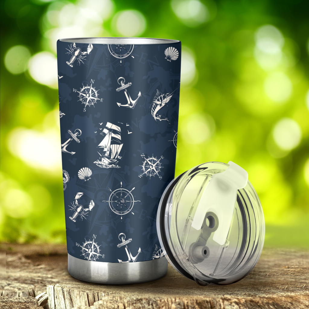Nautical Sea Themed Print Tumbler