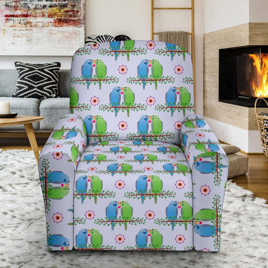 Budgerigar Pattern Print Design 05 Recliner Slipcover with Pocket