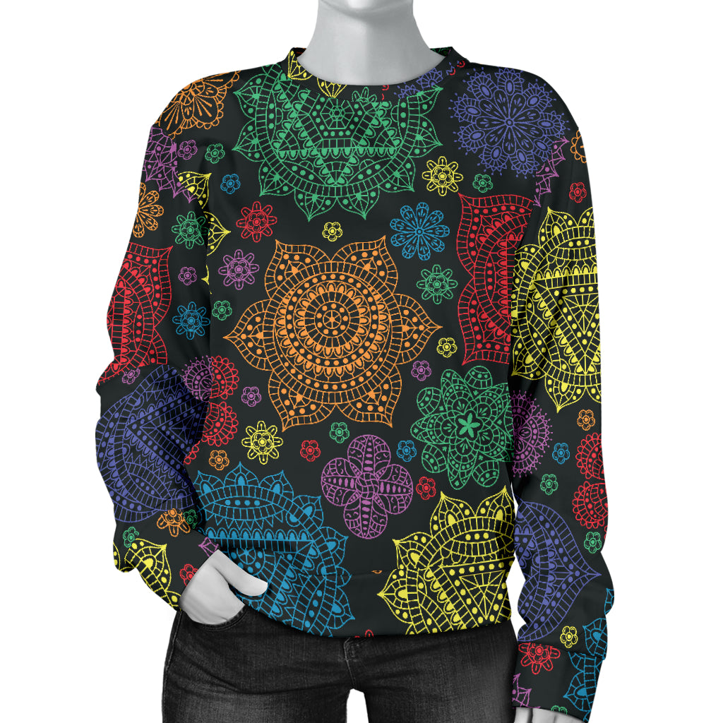 Chakra Mandala Print Pattern Women Long Sleeve Sweatshirt