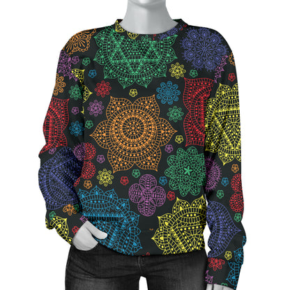 Chakra Mandala Print Pattern Women Long Sleeve Sweatshirt