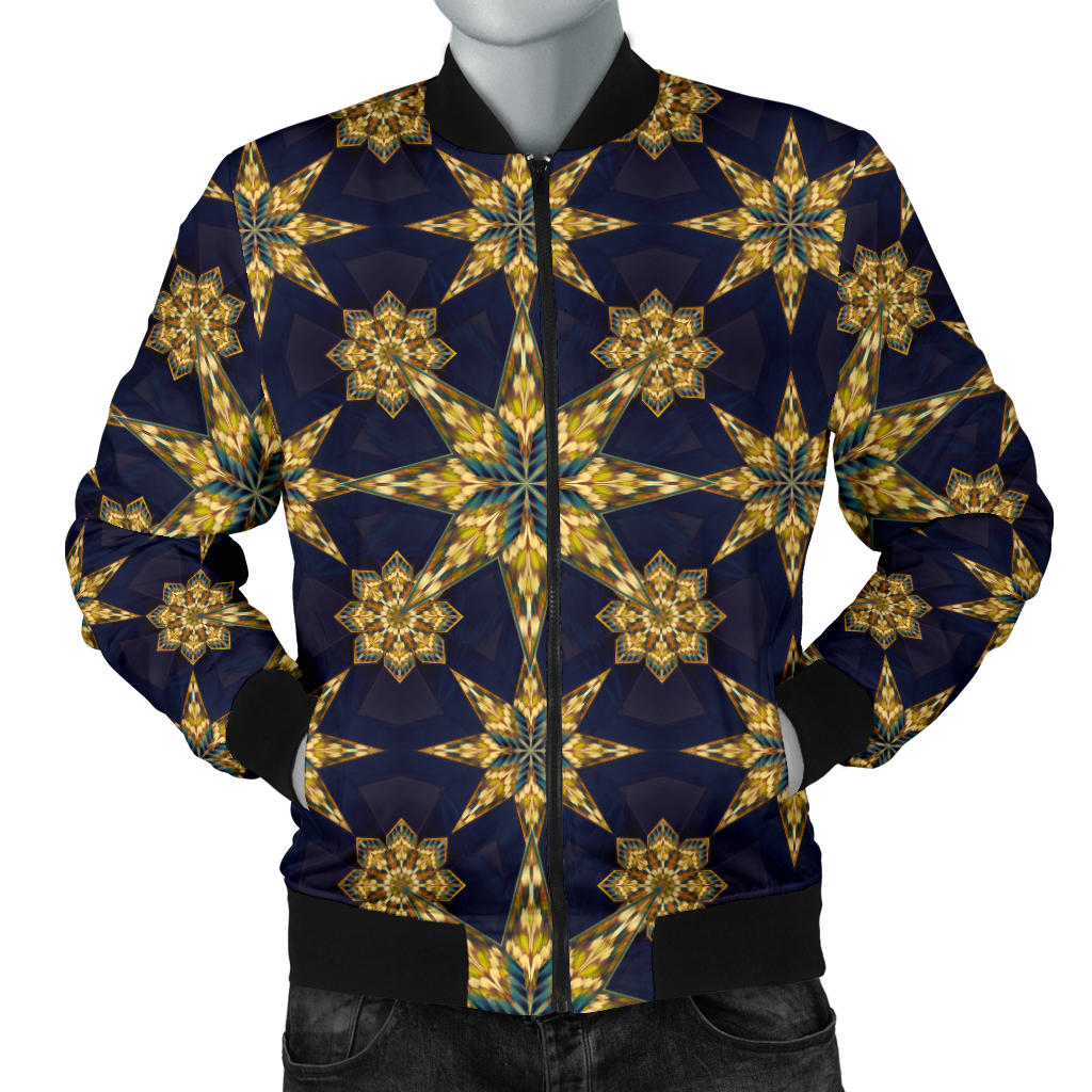 kaleidoscope Gold Print Design Men Bomber Jacket
