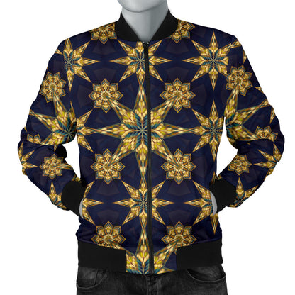kaleidoscope Gold Print Design Men Bomber Jacket