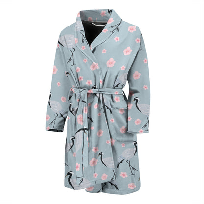 Sakura Bird Print Design LKS304 Men Bathrobe