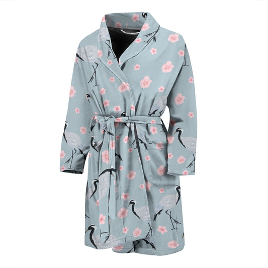Sakura Bird Print Design LKS304 Men Bathrobe