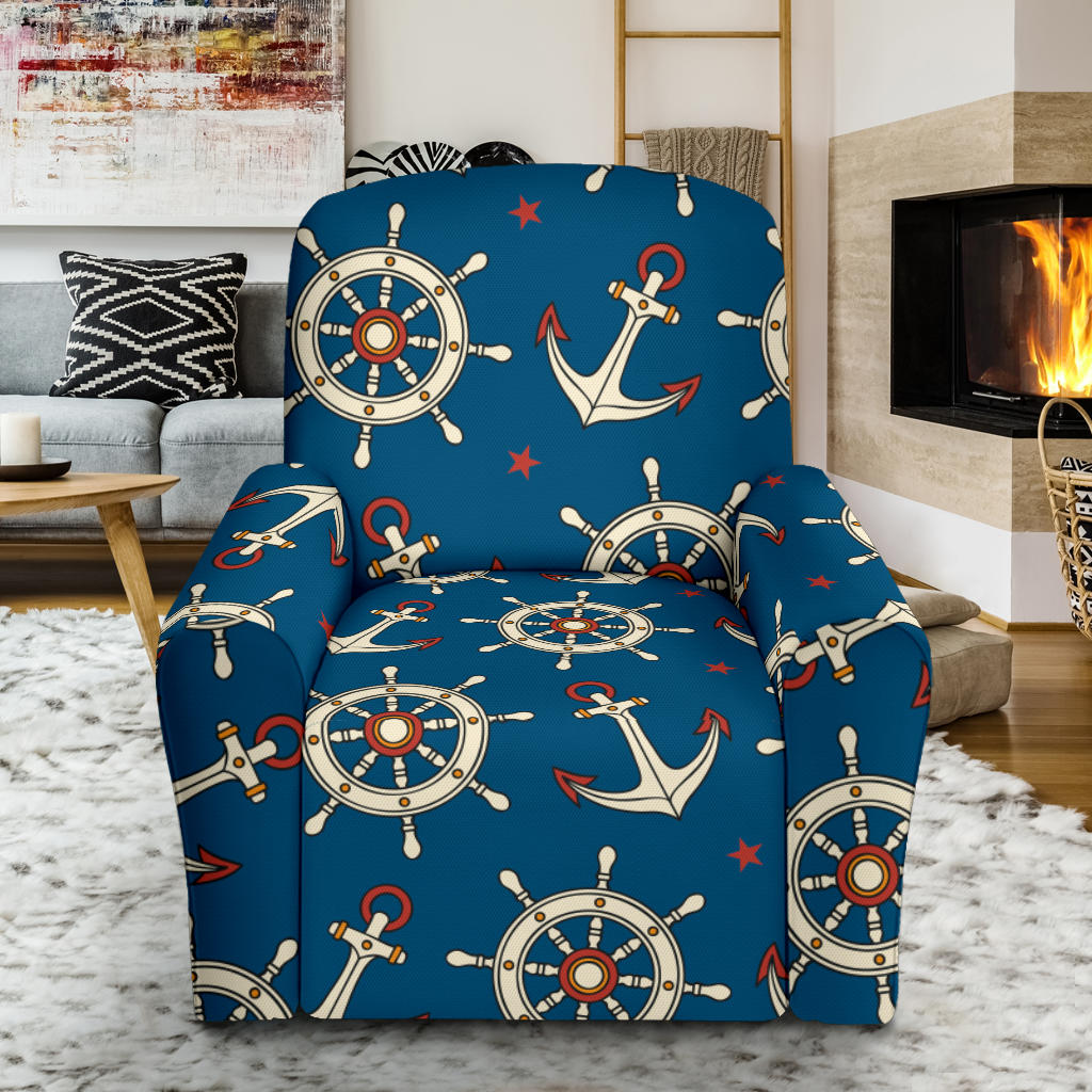 Anchor Pattern Print Design 02 Recliner Slipcover with Pocket
