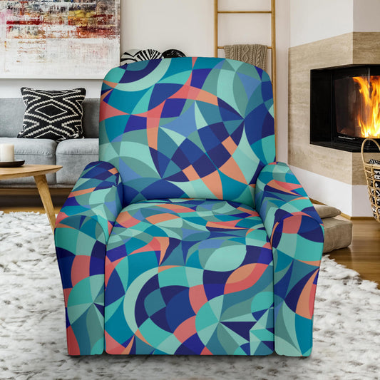 Kaleidoscope Pattern Print Design 03 Recliner Slipcover with Pocket