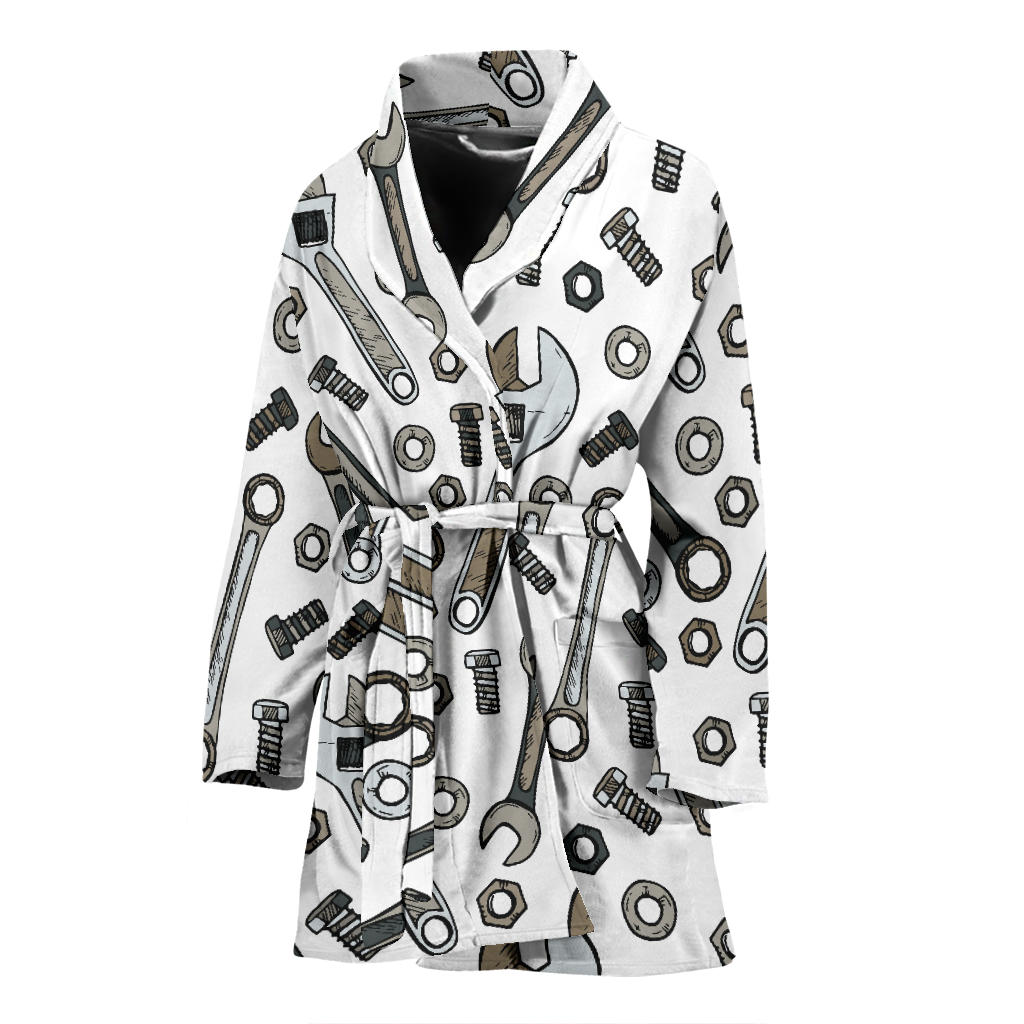 Mechanic Pattern Print Design 03 Women Bathrobe