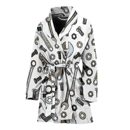Mechanic Pattern Print Design 03 Women Bathrobe