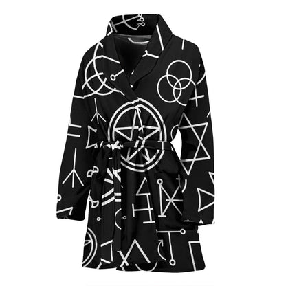 Pentagram Pattern Print Design A02 Women Bathrobe