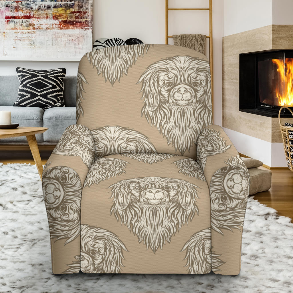 Pekingese Pattern Print Design A01 Recliner Slipcover with Pocket