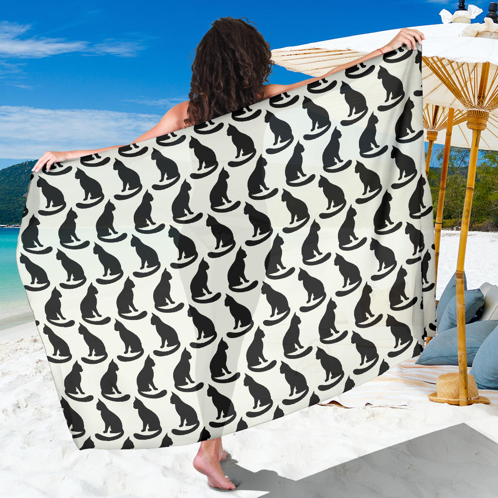 Black Cat Pattern Print Design 02 Sarong Pareo Wrap