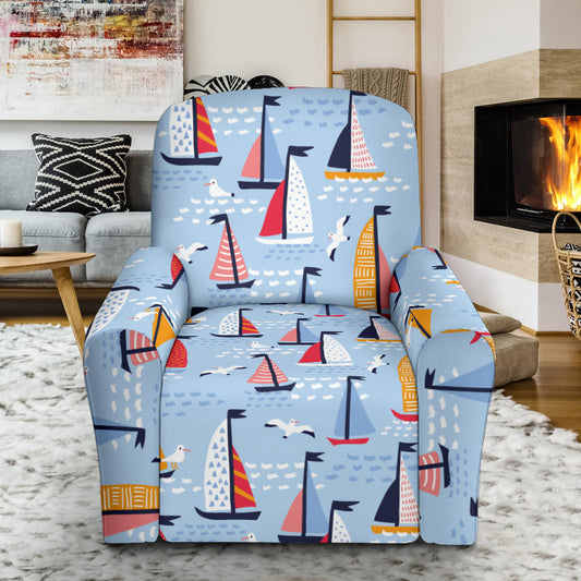Sailboat Print Design LKS304 Recliner Slipcover with Pocket