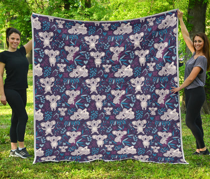 Koala Cute Themed Design Print Quilt Bedspread