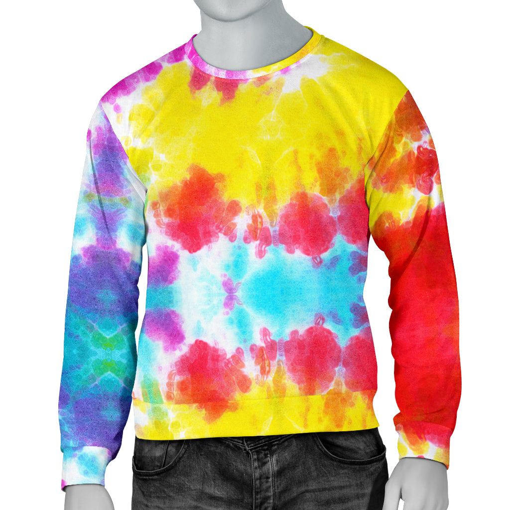 Tie Dye Rainbow Themed Print Men Long Sleeve Sweatshirt