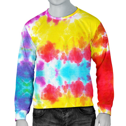 Tie Dye Rainbow Themed Print Men Long Sleeve Sweatshirt