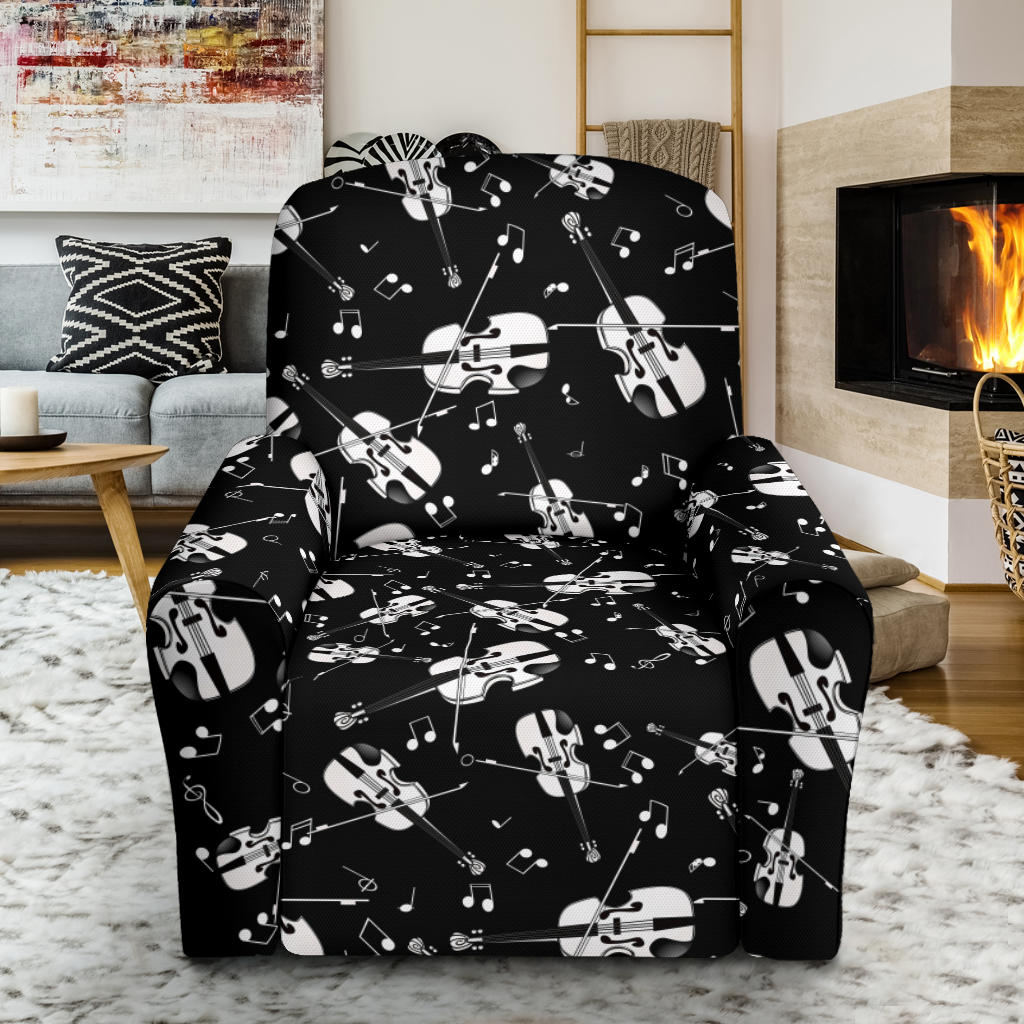 Violin Print Design LKS404 Recliner Slipcover with Pocket