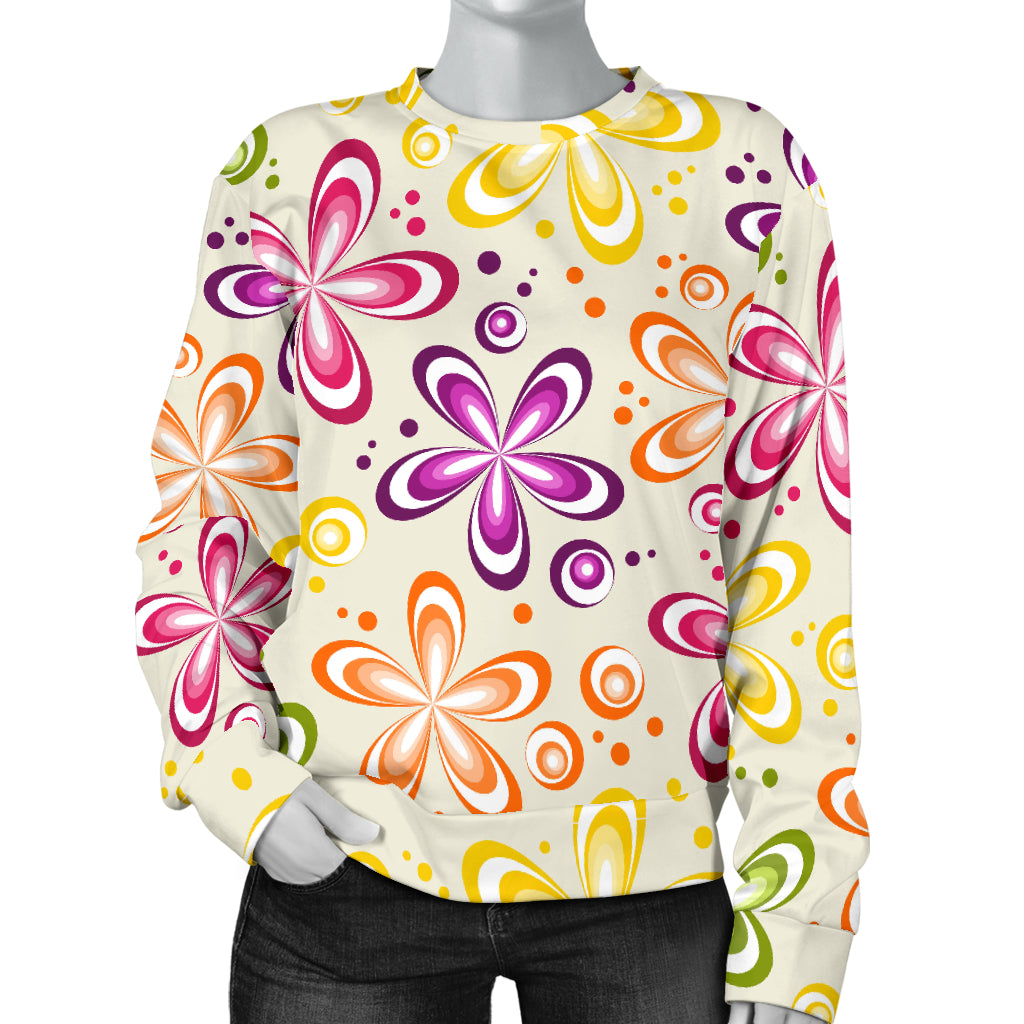 Flower Power Colorful Design Print Women Long Sleeve Sweatshirt