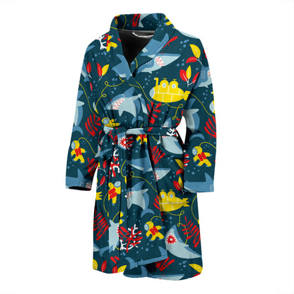 Scuba With Sharks Print Design LKS303 Men Bathrobe