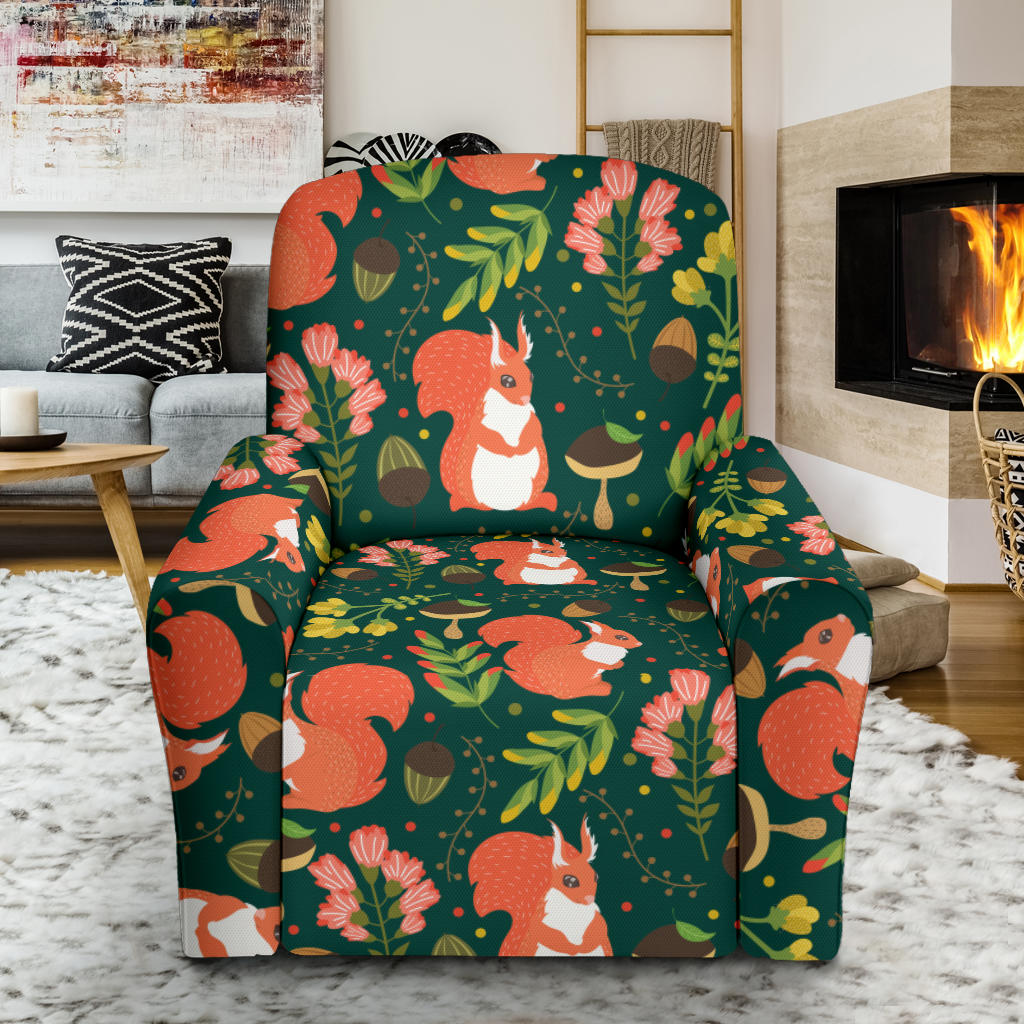 Squirrel Print Design LKS302 Recliner Slipcover with Pocket