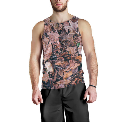 Camouflage Realistic Tree Leaf Print Men Tank Top
