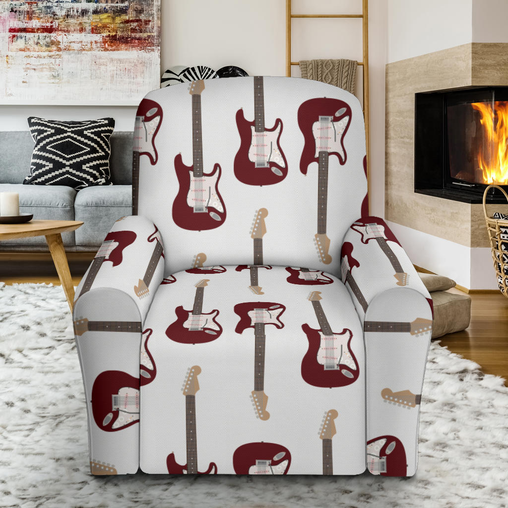 Bass Guitar Pattern Print Design 03 Recliner Slipcover with Pocket