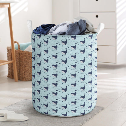Whale Cute Design Themed Print Laundry Basket