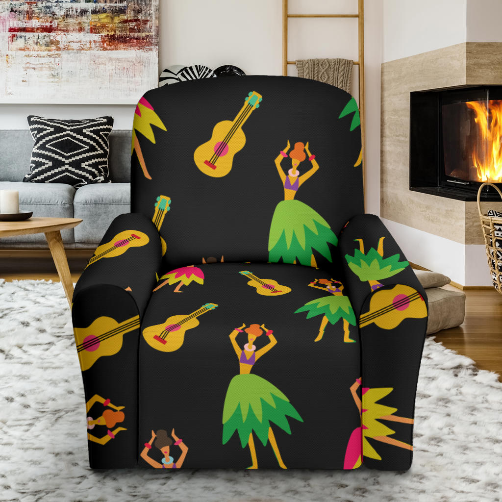 Hula Dancers Hawaiian Girl Pattern Print Design 03 Recliner Slipcover with Pocket