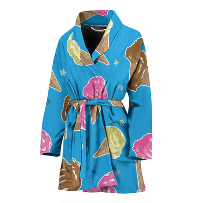 Ice Cream Pattern Print Design 01 Women Bathrobe