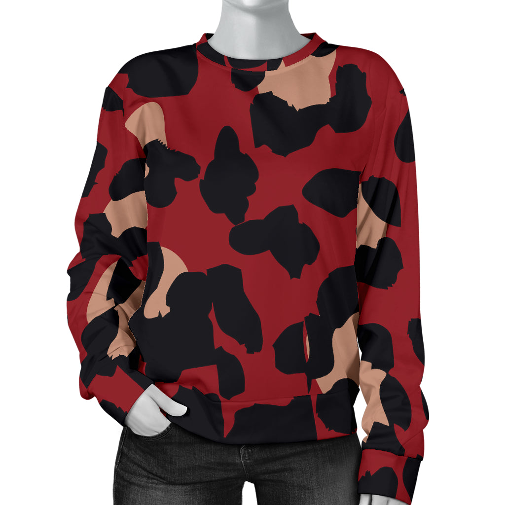 Cheetah Red Print Pattern Women Long Sleeve Sweatshirt