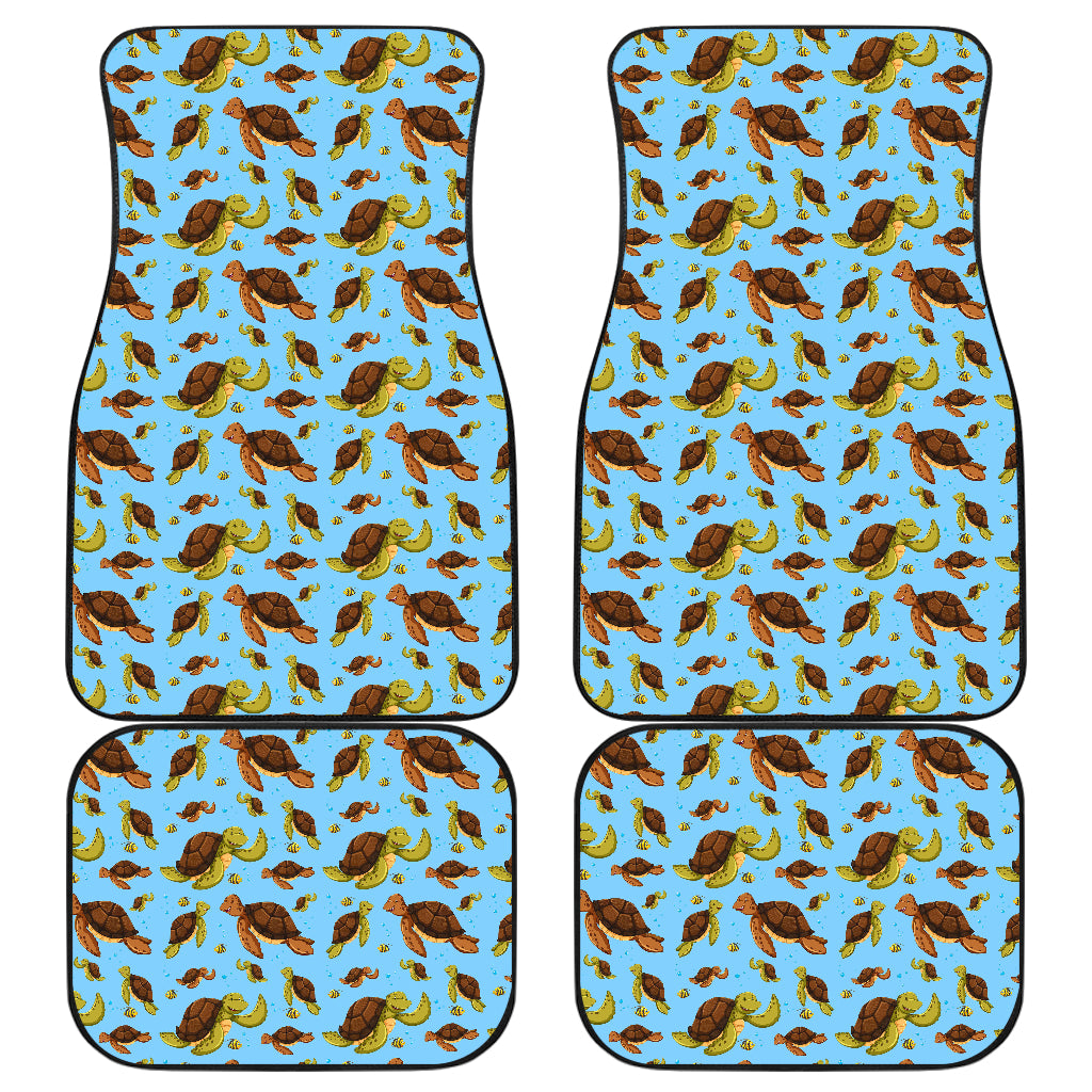 Hello Sea Turtle Print Pattern Car Floor Mats Front Back