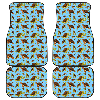 Hello Sea Turtle Print Pattern Car Floor Mats Front Back
