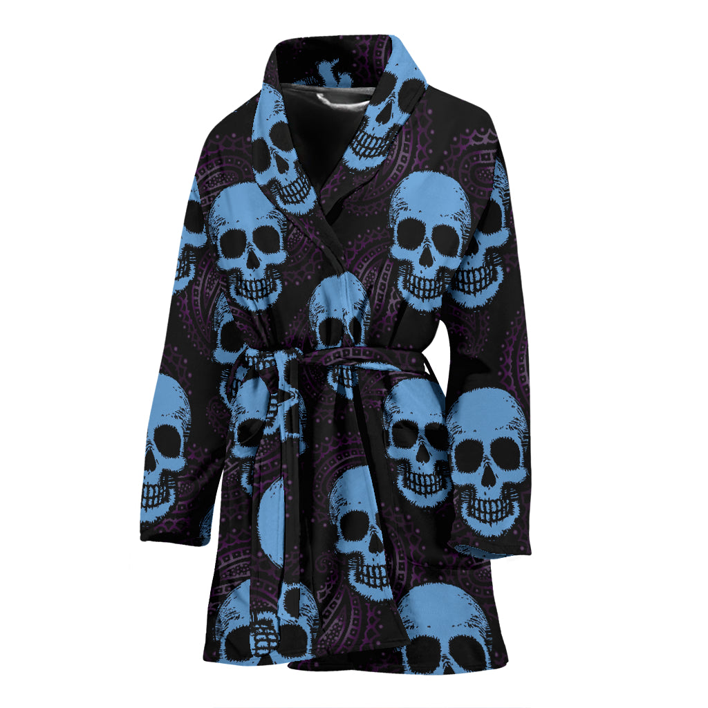 Skull Print Design LKS3012 Women Bathrobe