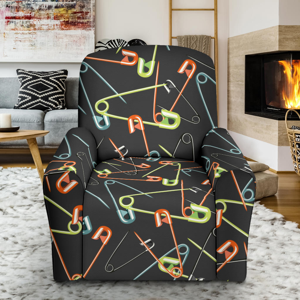 Safety Pin Print Design LKS301 Recliner Slipcover with Pocket