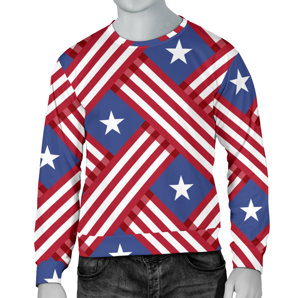 American flag Pattern Men Long Sleeve Sweatshirt
