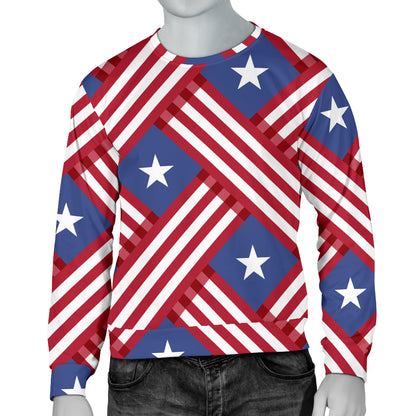 American flag Pattern Men Long Sleeve Sweatshirt