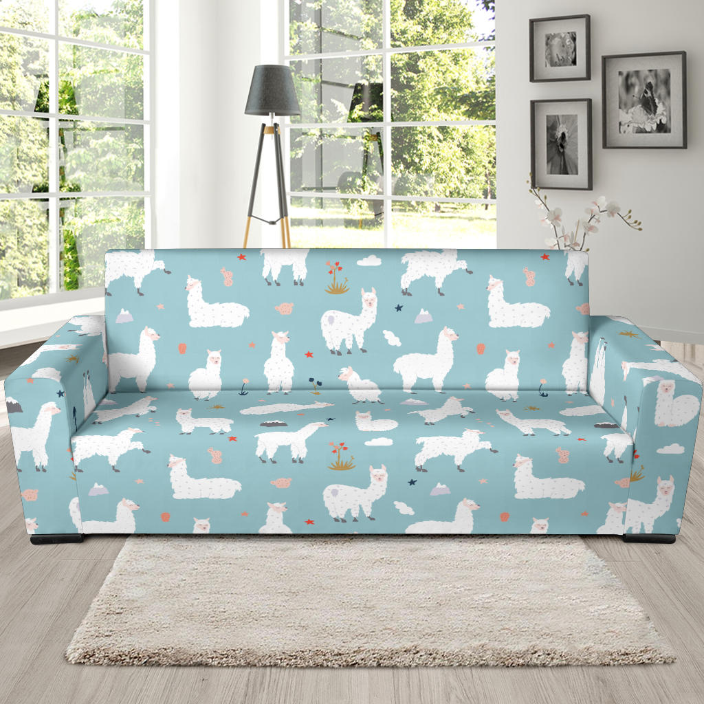 Alpaca Pattern Print Design 02 Sofa Slipcover