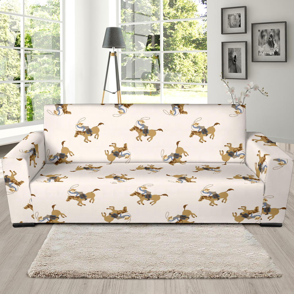 Cowboy Pattern Print Design 01 Sofa Slipcover