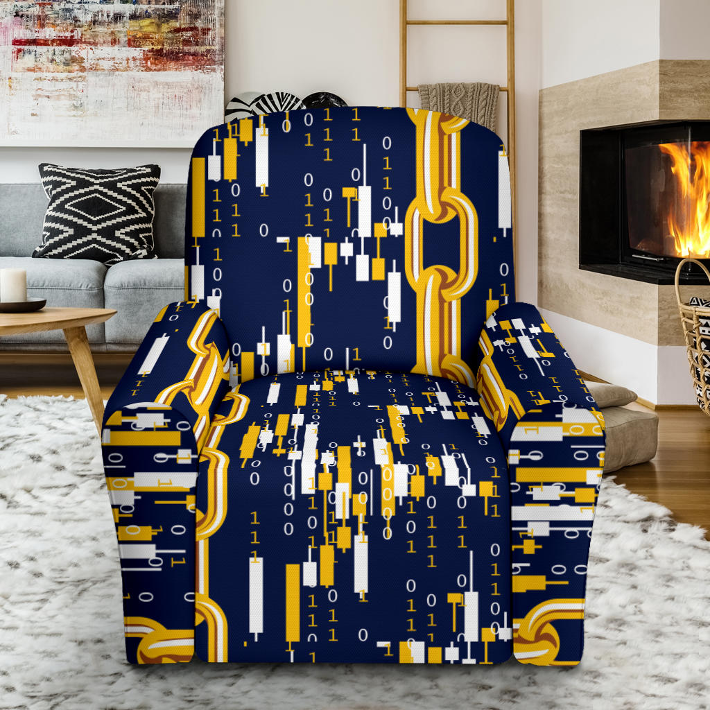 Cryptocurrency Chain Pattern Print Design 03 Recliner Slipcover with Pocket