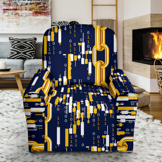 Cryptocurrency Chain Pattern Print Design 03 Recliner Slipcover with Pocket