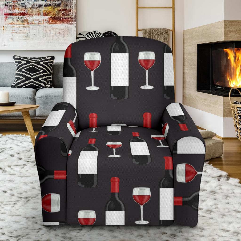 Wine Print Design LKS309 Recliner Slipcover with Pocket