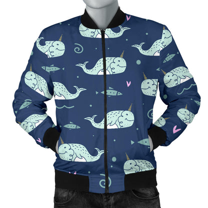 Narwhal Design Print Men Bomber Jacket